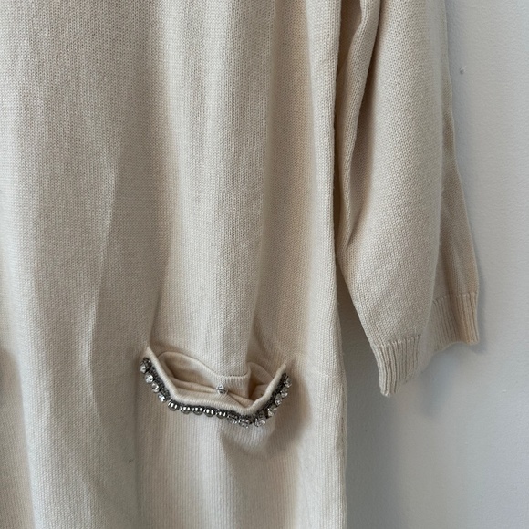 NWT Milly Ivory Sweater Dress with Rhinestone Trim | Size Large - Picture 3 of 8